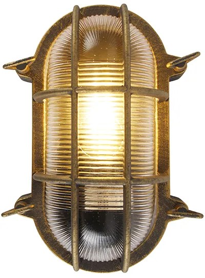 Wand en plafondlamp goud/messing ovaal IP44 - Noutica