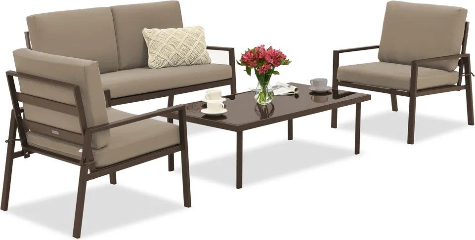 Moderne metalen tuinmeubelen Vigo Coffee 4 Garden Point brons