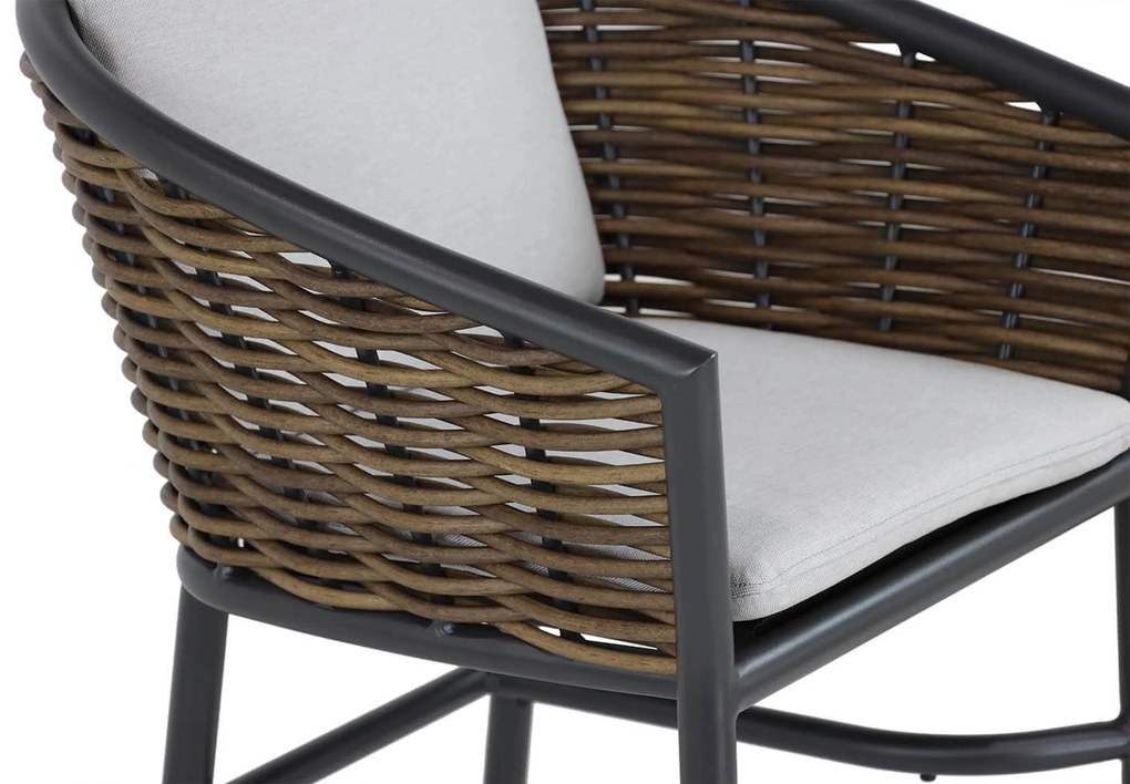 Barstoel Aluminium/wicker Taupe-naturel-bruin Coco Palm