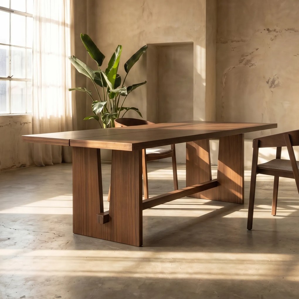 Stijlvolle Walnoot Eettafel 240 - 240 X 110cm.
