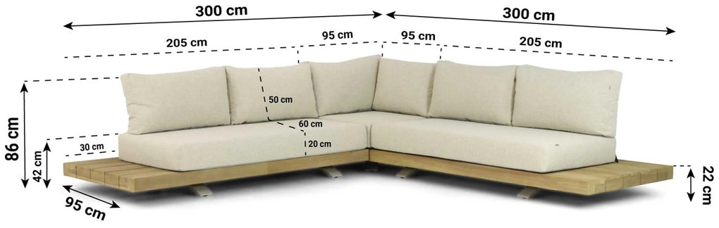 Hoek loungeset 5 personen Teak Taupe Santika Furniture Santika