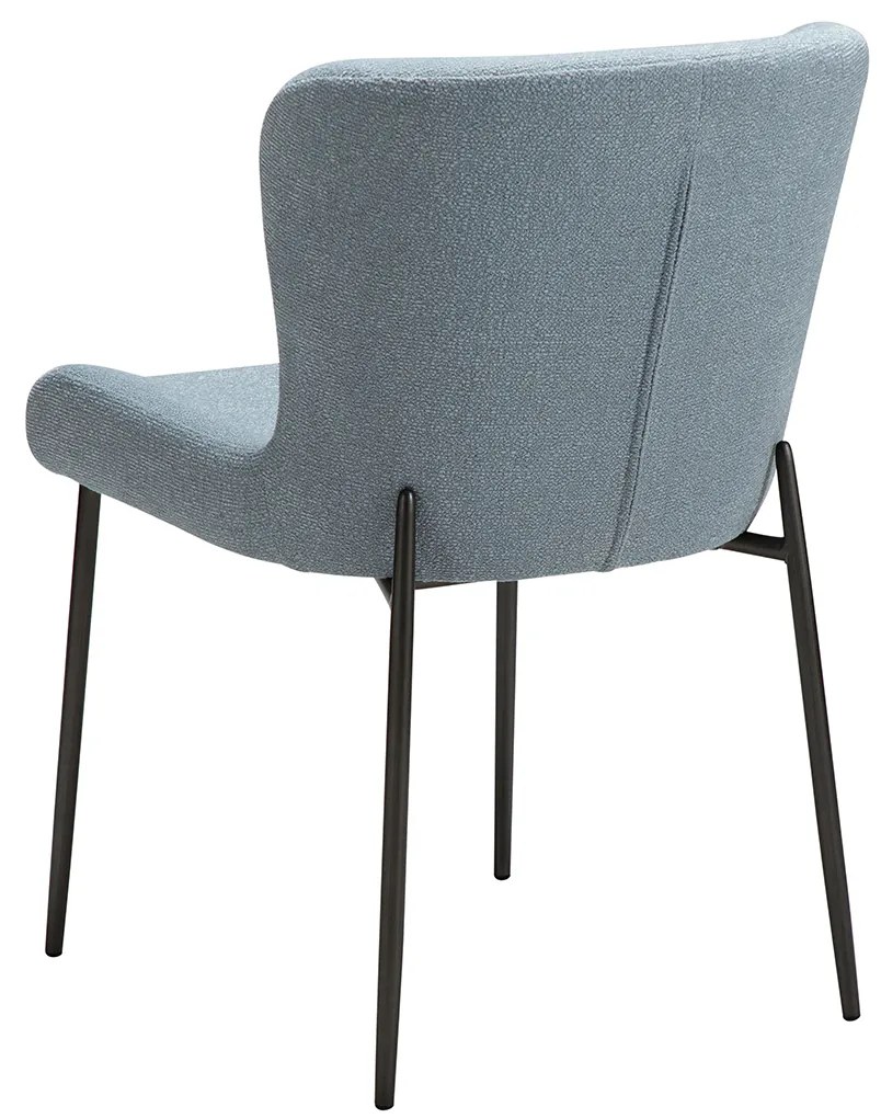 Dan-Form Glam Luxe Eetkamerstoel Boucle Blauw En Antique Pewter
