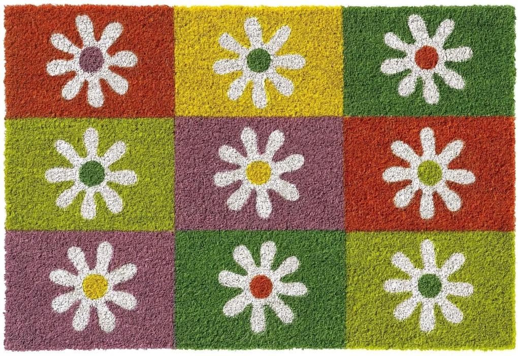 Deurmat ruco prt. squares & flowers 40x60cm