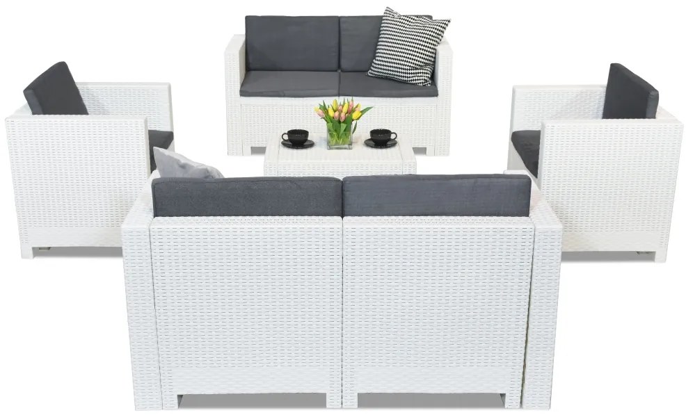 Kunststof rotan meubelset Colorado Coffee 6 wit Bica
