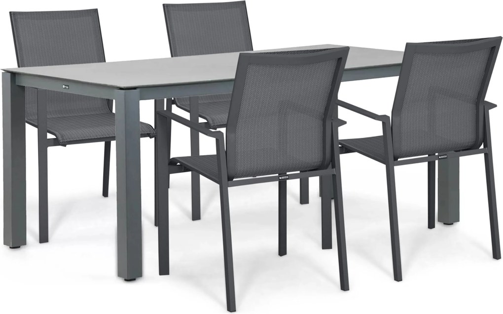 Tuinset 4 personen 180 cm Aluminium Grijs Lifestyle Garden Furniture Timo/Yoko