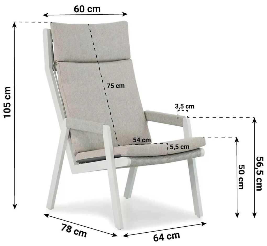 Tuinstoel Aluminium Wit Coco Valentino