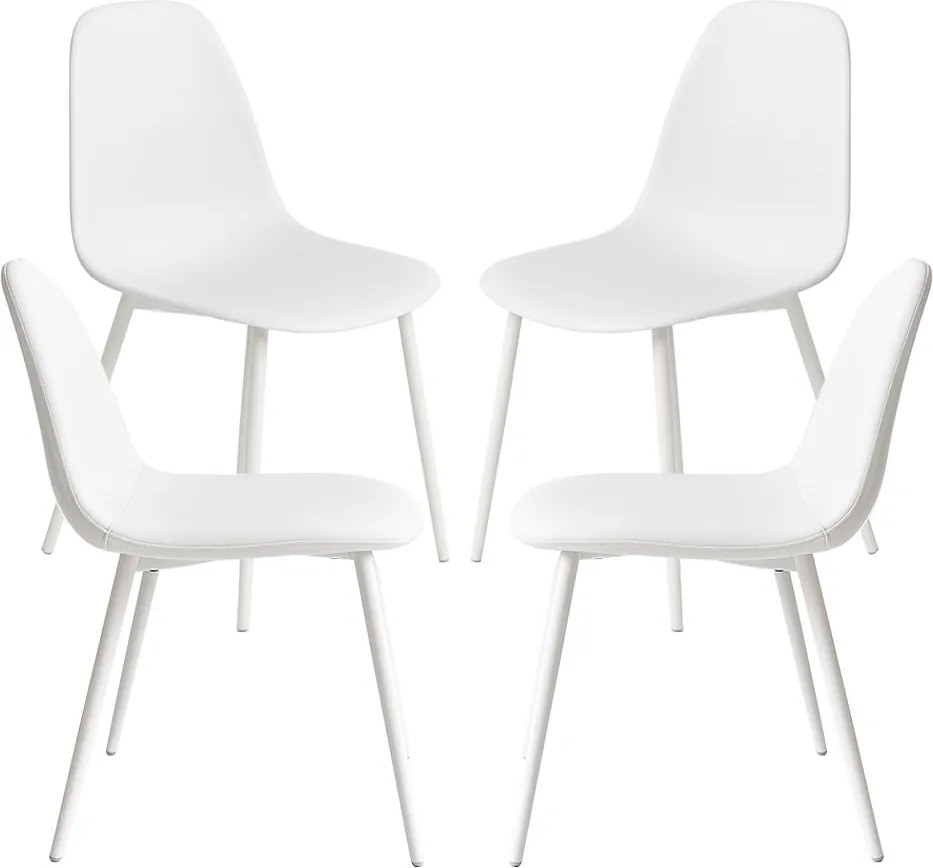 Set 4 White Teok Kunstlederen Stoelen