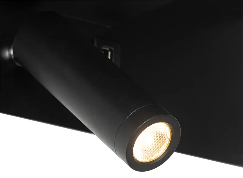 Moderne wandlamp zwart incl. LED met USB - Thijs