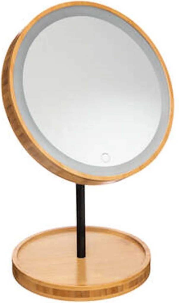 Atmosphera elegante spiegel - LED verlichting - Bamboe frame - Draaibaar - 19 x 31 cm - Oplaadbaar