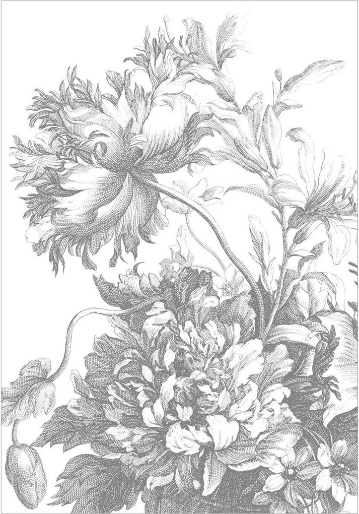 Behang Engraved Flowers