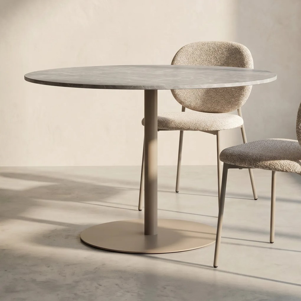 Ronde Eettafel Met Marmerlook - 110 X 110cm.