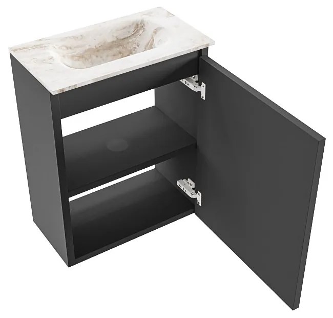 Mondiaz Ture DLux toiletmeubel 40cm dark grey met wastafel frappe midden zonder kraangat