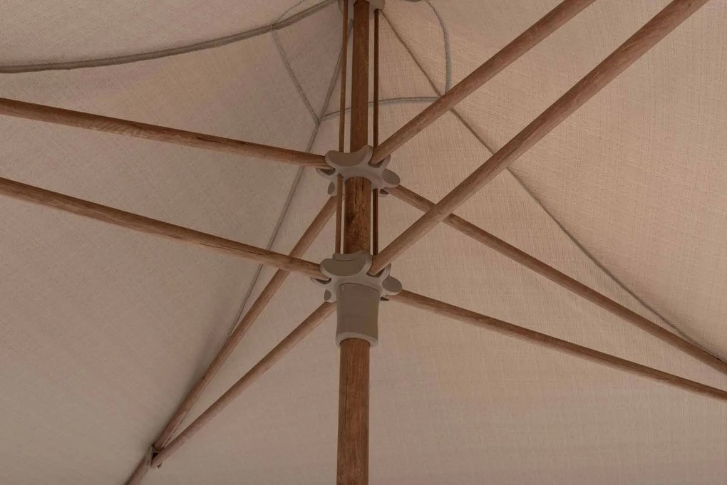 4 Seasons Outdoor Vivenda parasol met wood look frame en zandkleurig doek 270 x 270 cm  Parasol    beige weerbestendig