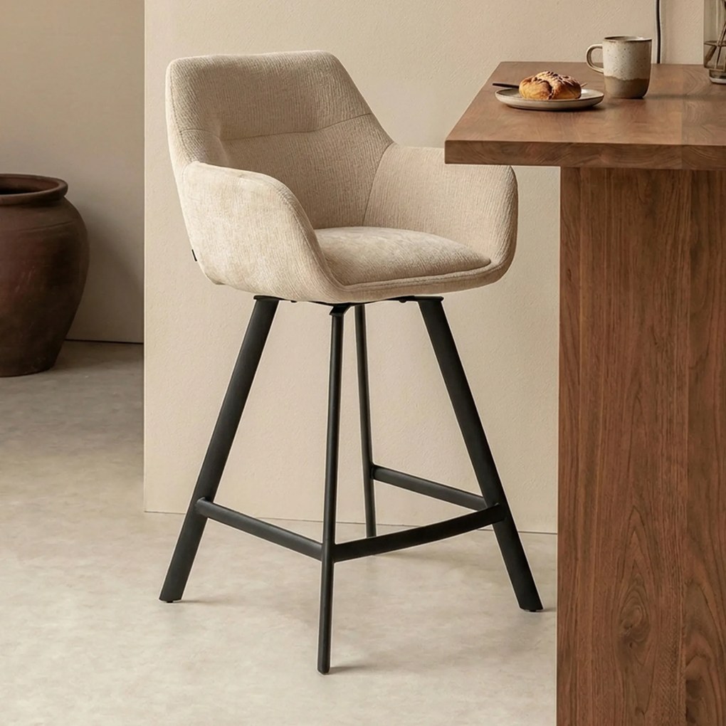 Draaibare Barkruk Stof Beige