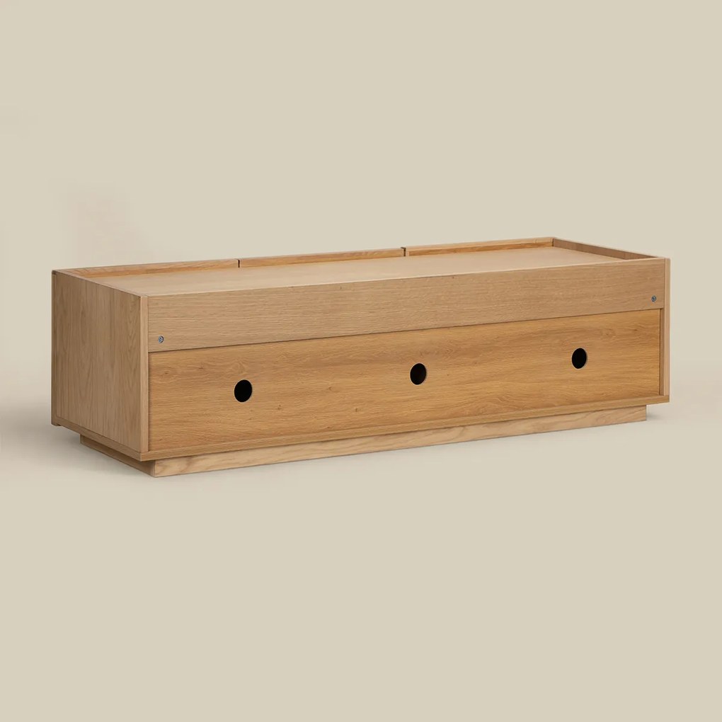 Tv-meubel Eiken Met Stoffen Deuren 150 Cm - 150x40x40cm.