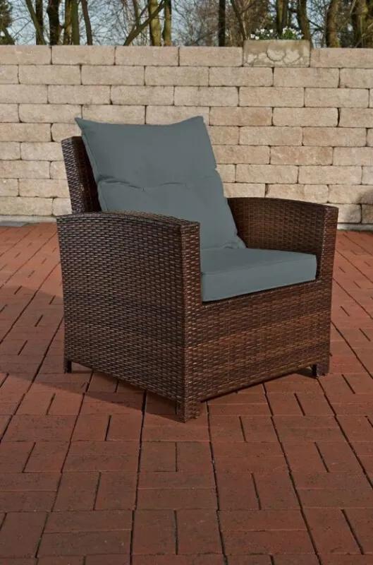 Poly-rotan Wicker tuinstoel / fauteuil FISOLO aluminium frame kussens - kleur rotan : bruin gemeleerd overtrek ijzergrijs