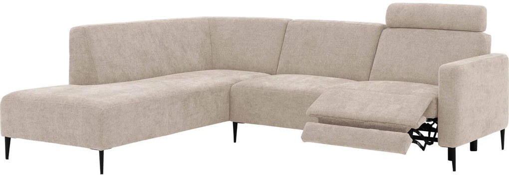 Goossens Hoekbank Tiolo Met Relaxfunctie En Hoofdsteun bruin, stof, 3-zits, modern design met ligelement links