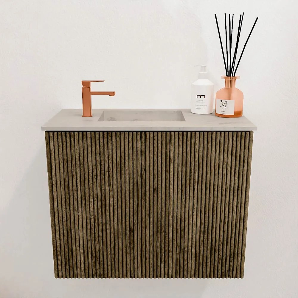 Mondiaz Joya DLux 50cm toiletmeubel dusk met wastafel faye links 1 kraangat opalo