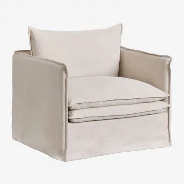 Fauteuil Met Armleuningen Van Linnen En Katoen Grace Stof Beige - Sklum