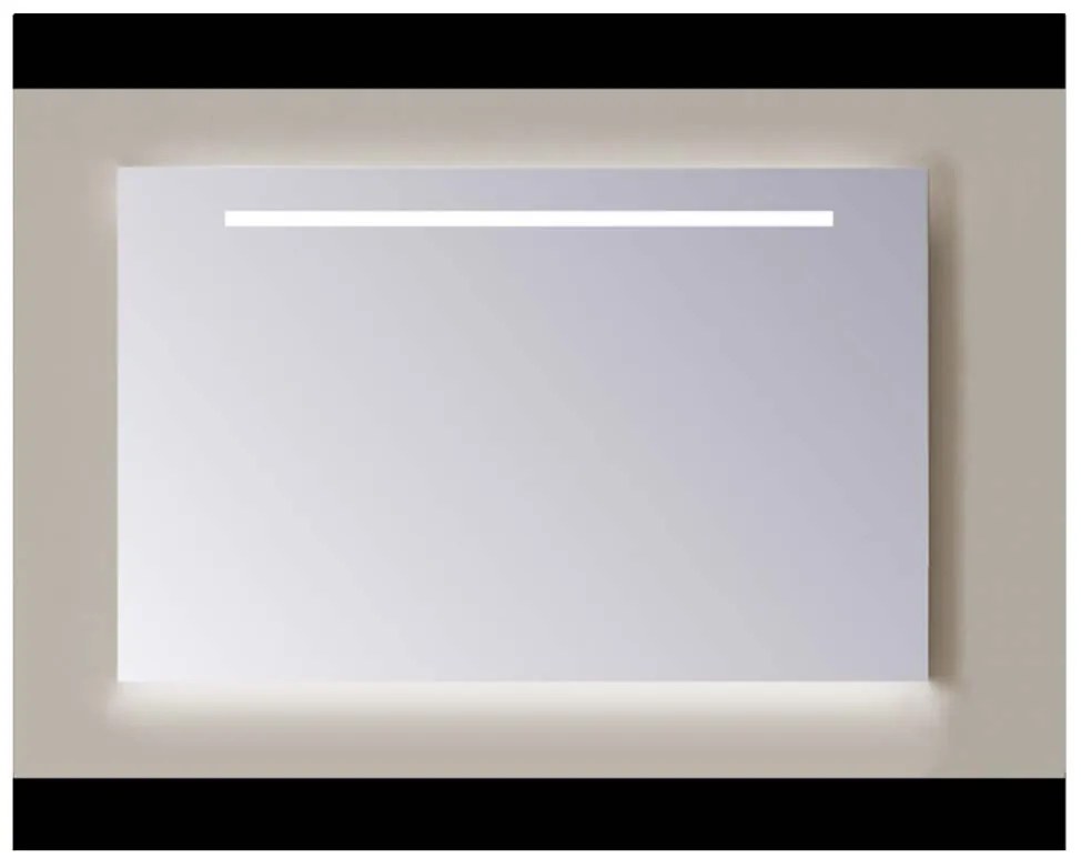 Sanicare Q-mirrors spiegel zonder omlijsting / PP geslepen 70 cm. horizontale strook + Ambi licht onder warm white leds
