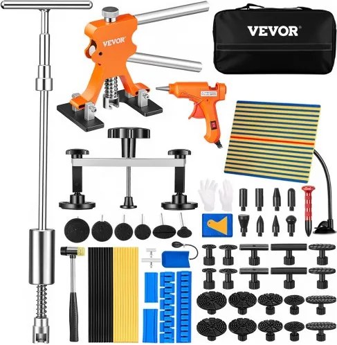 VEVOR 69-delige brug-deuktrekker schuifhamer deukreparatieset, inclusief 20 treklipjes en 6 brug-treklipjes, deukverwijderingsgereedschap voor auto's, wasmachines, enz.