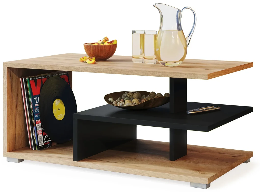Mazzoni LINK gouden eik / zwart, salontafel