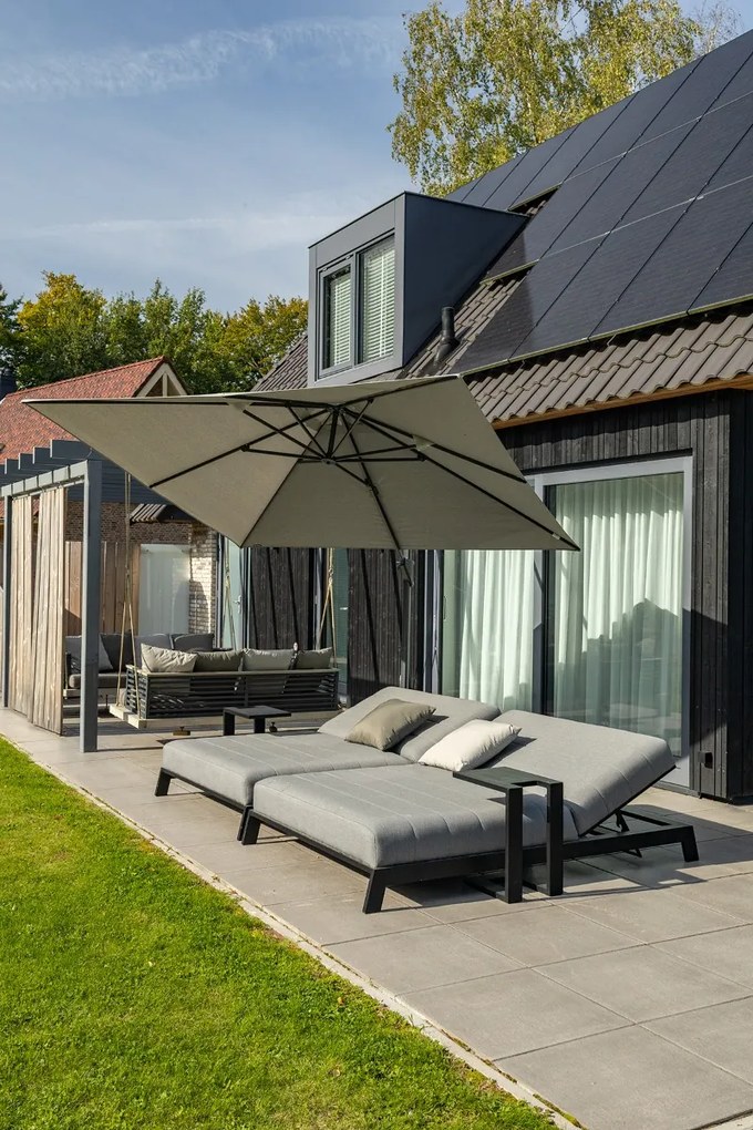 Mexico 2-persoons Sunbrella ligbed + bijzettafel - Lichtgrijs