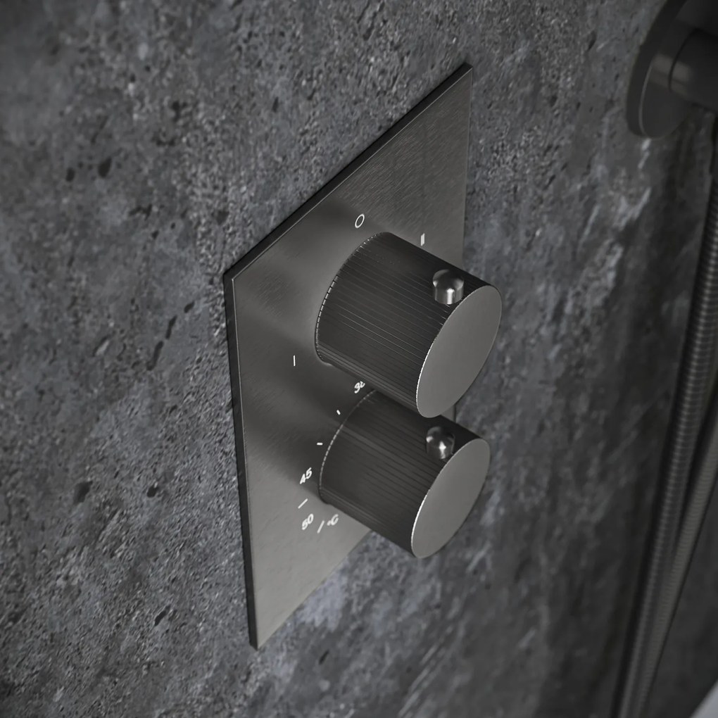 Saniclear Iron Stripes inbouw thermostaat met inbouwdeel verouderd ijzer - gunmetal