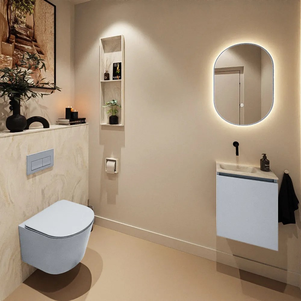 Mondiaz Ture DLux toiletmeubel 40cm clay met wastafel ostra links zonder kraangat