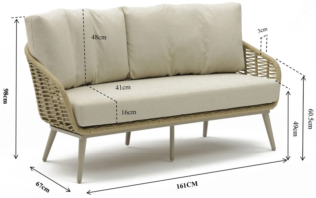 Stoel en Bank Loungeset 5 personen Aluminium/rope Grijs  Coco Vinci/Toscane