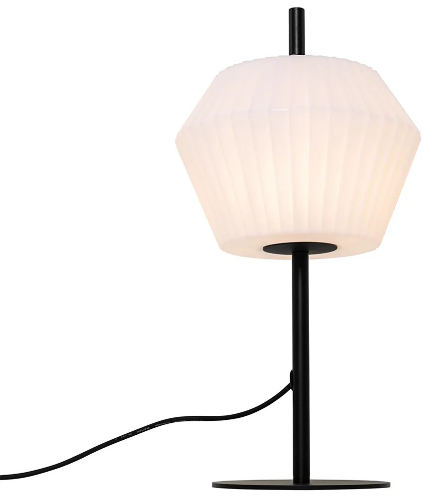 Moderne buiten tafellamp zwart met witte kap IP44 - Robbert