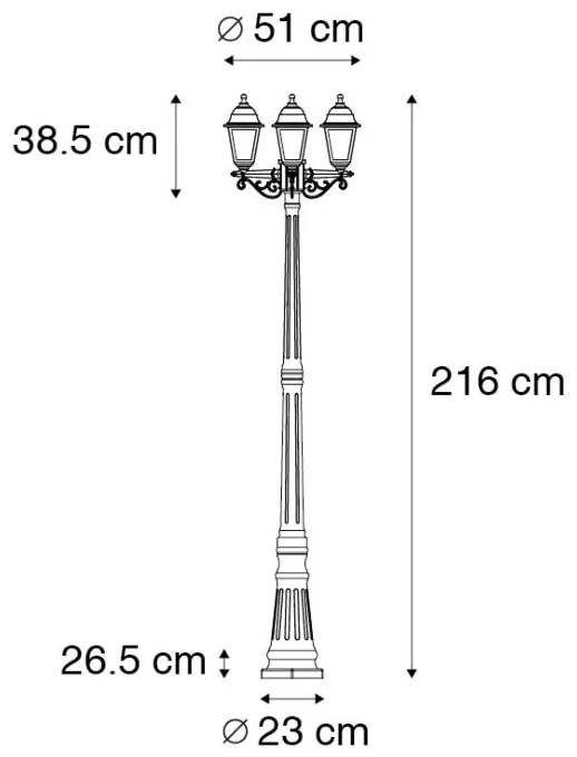 Buitenlamp Smart lantaarn antiek goud 3-lichts IP44 incl. Wifi ST64 - Capital Klassiek / Antiek E27 IP44 Buitenverlichting