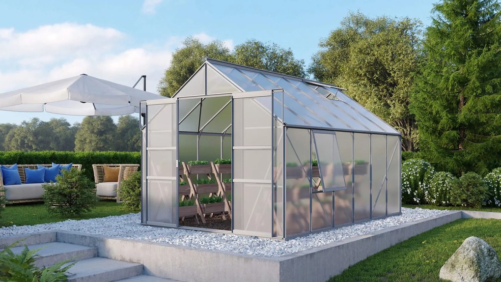 Vitavia Meridian 2 serre - 9,9m² - met 6 mm polycarbonaat - Aluminium