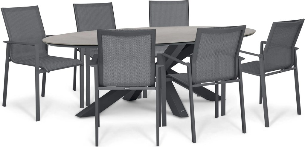 Tuinset 6 personen 240 cm Aluminium Grijs Lifestyle Garden Furniture Timo/Lunea