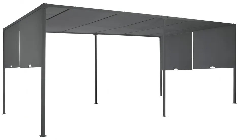 Antraciet Sevilla terraspergola 3x6m met Garden Point gordijnen