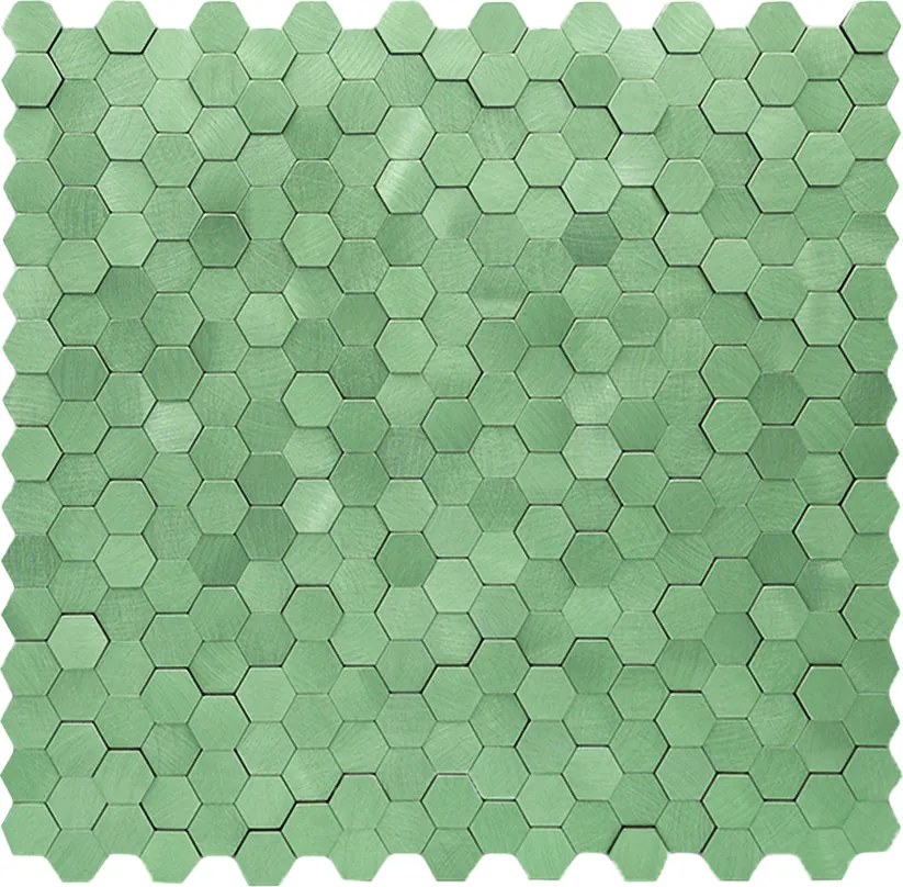 Zelfklevende Mozaïektegels Metaal | Mini Hexagon 3D Pastelgroen | 29,8×30,7 cm | Keuken, Bad & WC