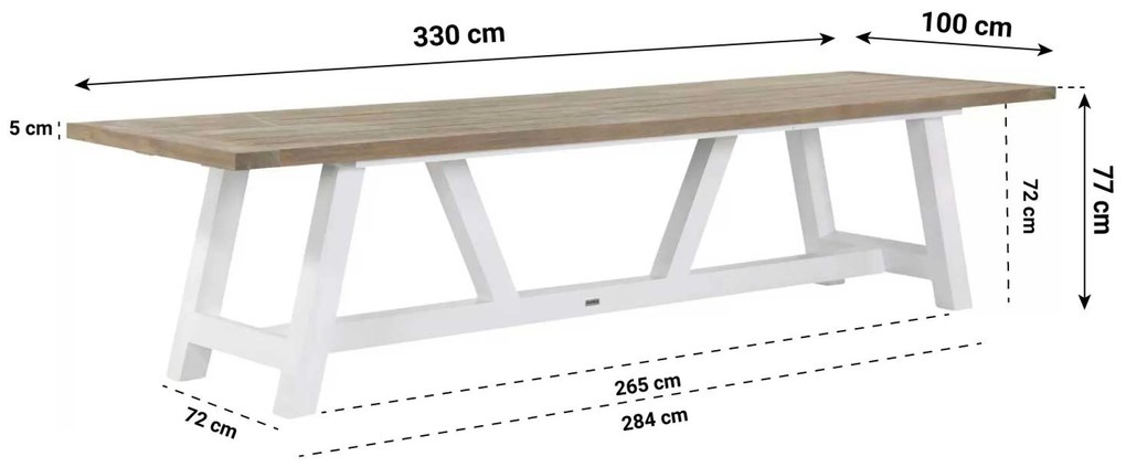 Picknick Set 10 personen 330 cm Aluminium/Teak/Aluminium/teak Old teak greywash Lifestyle Garden Furniture Florence