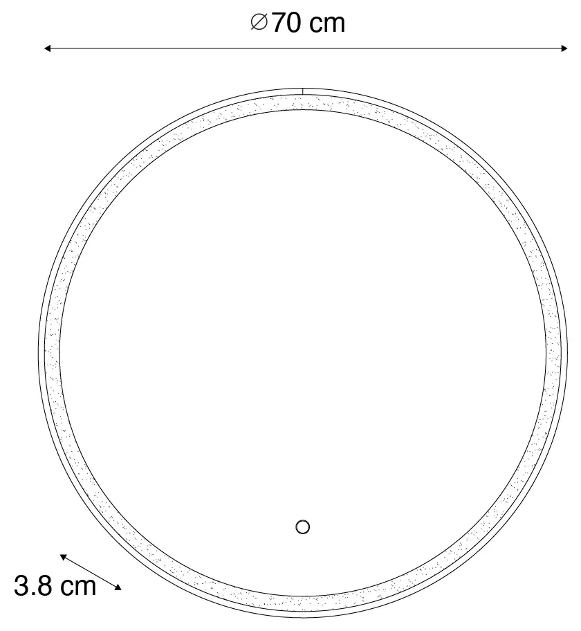 Badkamerspiegel zwart 70 cm incl. LED met touch dimmer - Miral Modern IP44 rond Lamp