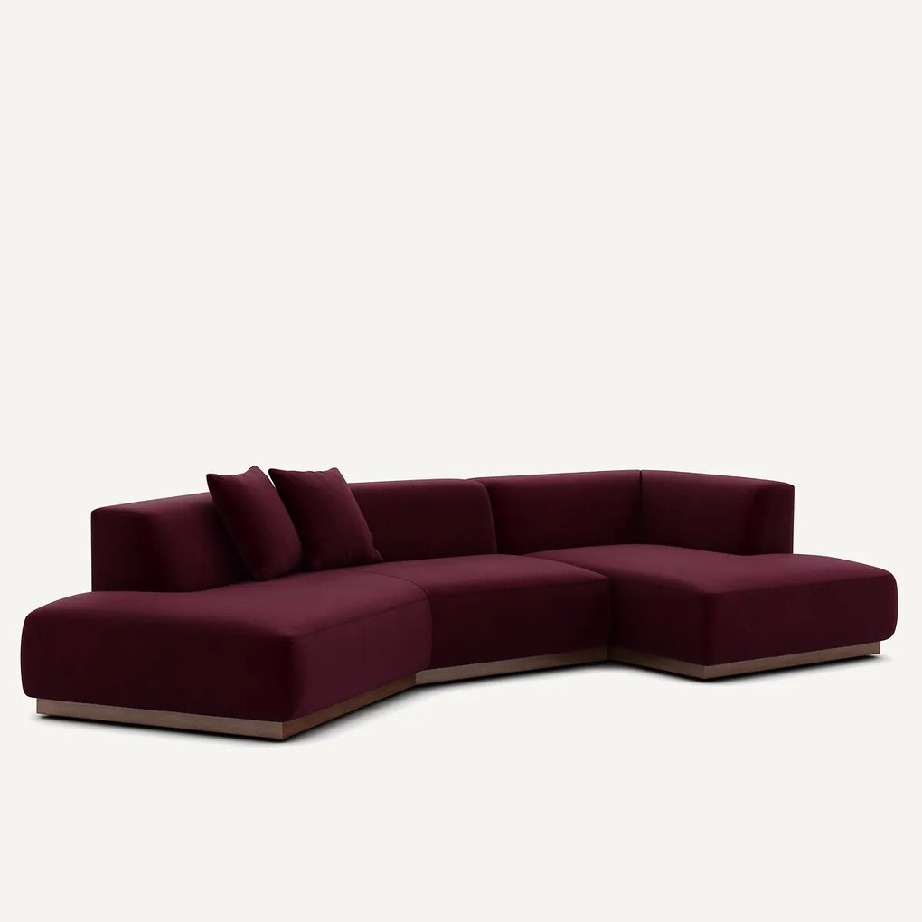 Rechter open hoekbank in fluweel, Jacopo