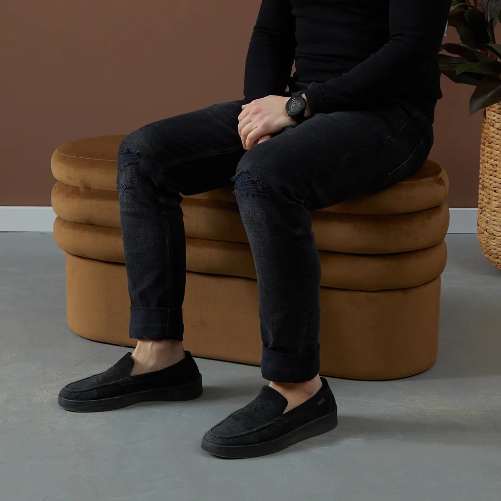 Dutchbone Aditi Ovalen Bankje Bruin Fluweel