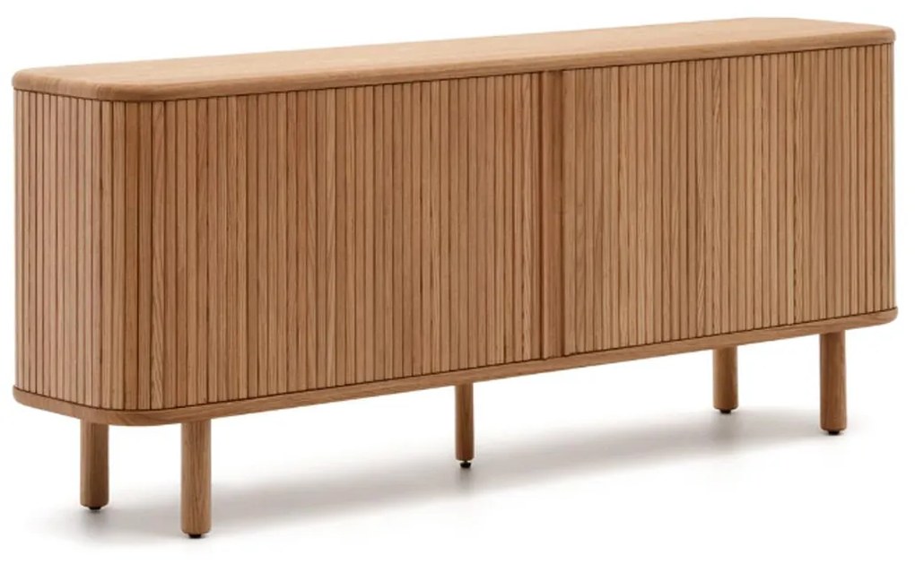 Kave Home Mailen Houten Dressoir Met Latjes Schuifdeuren Naturel - 180x40x75.5cm.