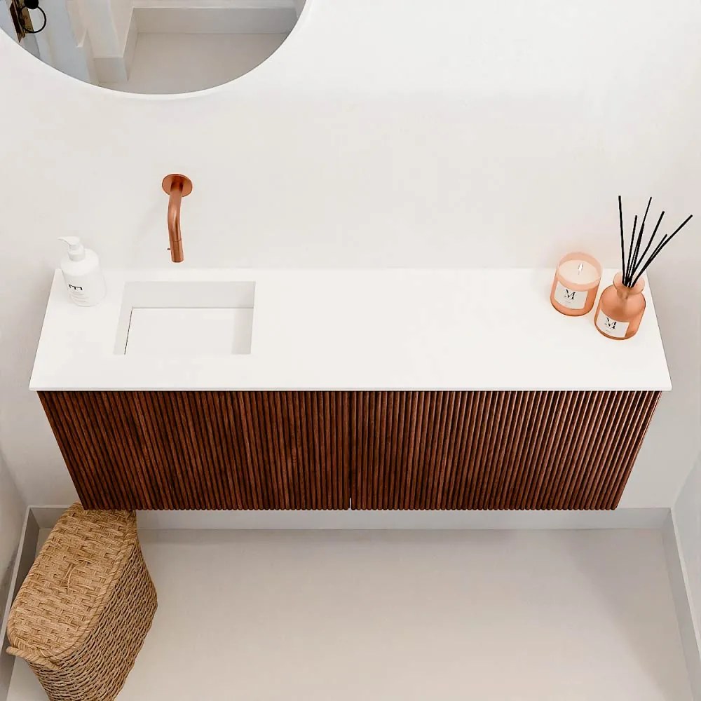 Mondiaz Joya 100cm toiletmeubel ruby met wastafel faye links zonder kraangat talc
