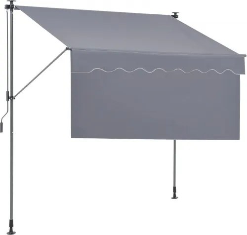 VEVOR Balkonzonwering 2x1,2m Knikarmzonwering Hoogteverstelbaar van 2,2 tot 3,1m Klemzonwering Intrekbaar Staal Aluminium 180G Dubbelzijdig PU Coating Zonnescherm Balkon Terraszonwering