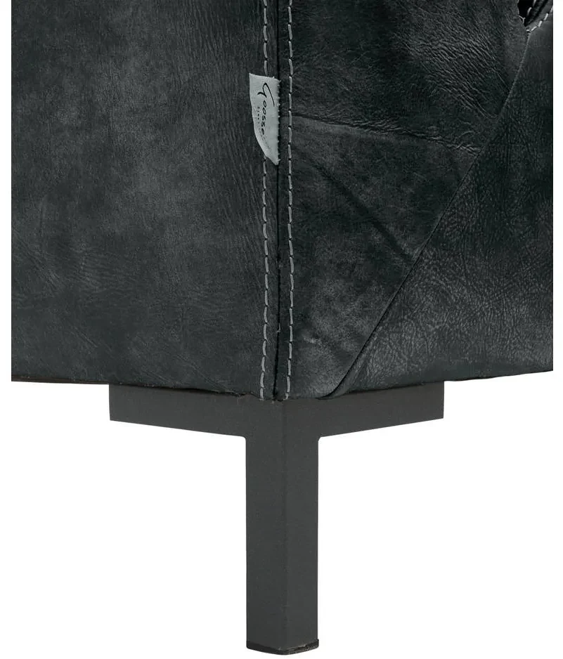Goossens Excellent Hoekbank Marshall Met Hocker zwart, leer, 2 x 1,5-zits, urban industrieel