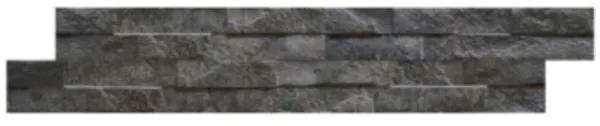 Kerabo Wandtegel steenstrip Rock Black 7,5x38,5 cm Natuursteen look Mat Zwart SW07310730-2