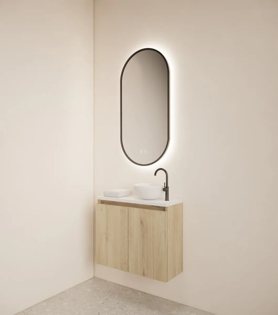 Gliss Design Echo toiletmeubel 60cm evoke eiken met toppaneel wit mat