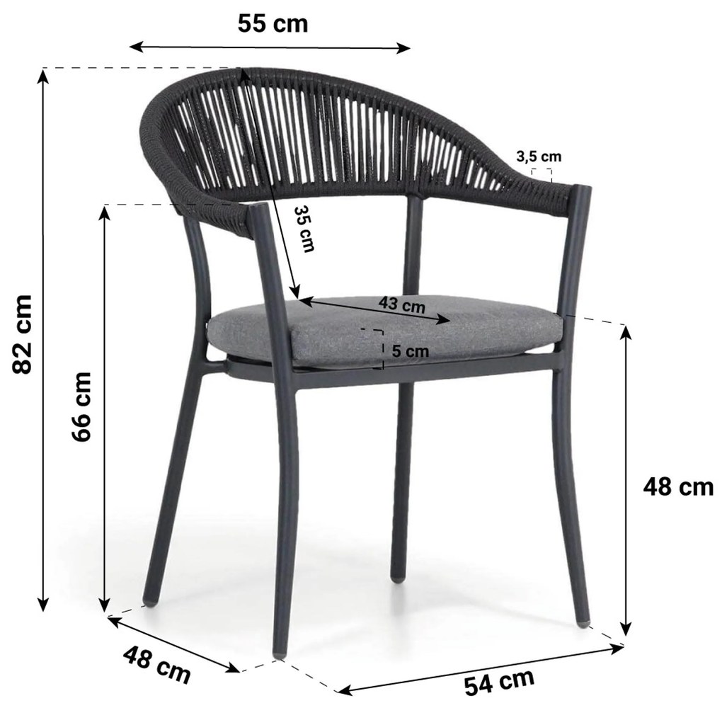 Tuinset Ronde Tuintafel 4 personen 125 cm Rope Grijs Santika Furniture Santika