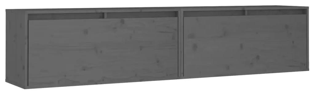 vidaXL Wandkasten 2 st 80x30x35 cm massief grenenhout grijs