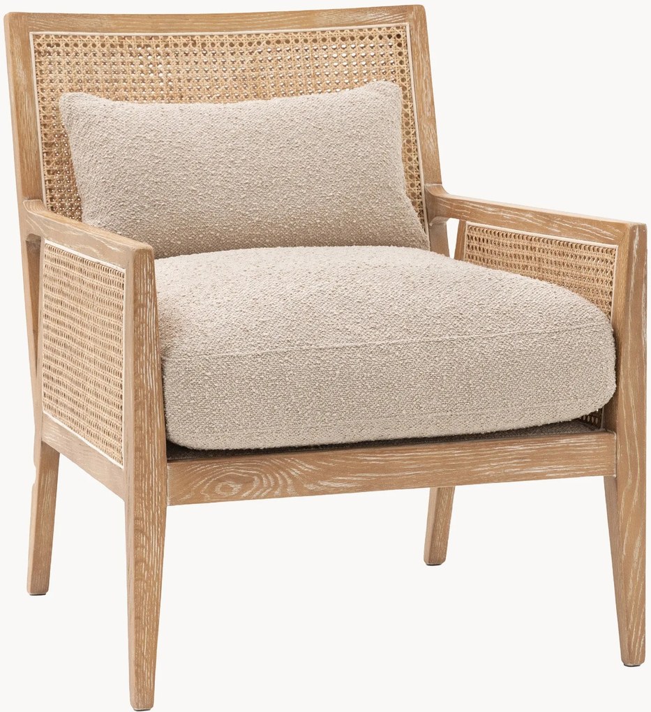 Gestoffeerde armstoel Nagoya met essenhouten frame