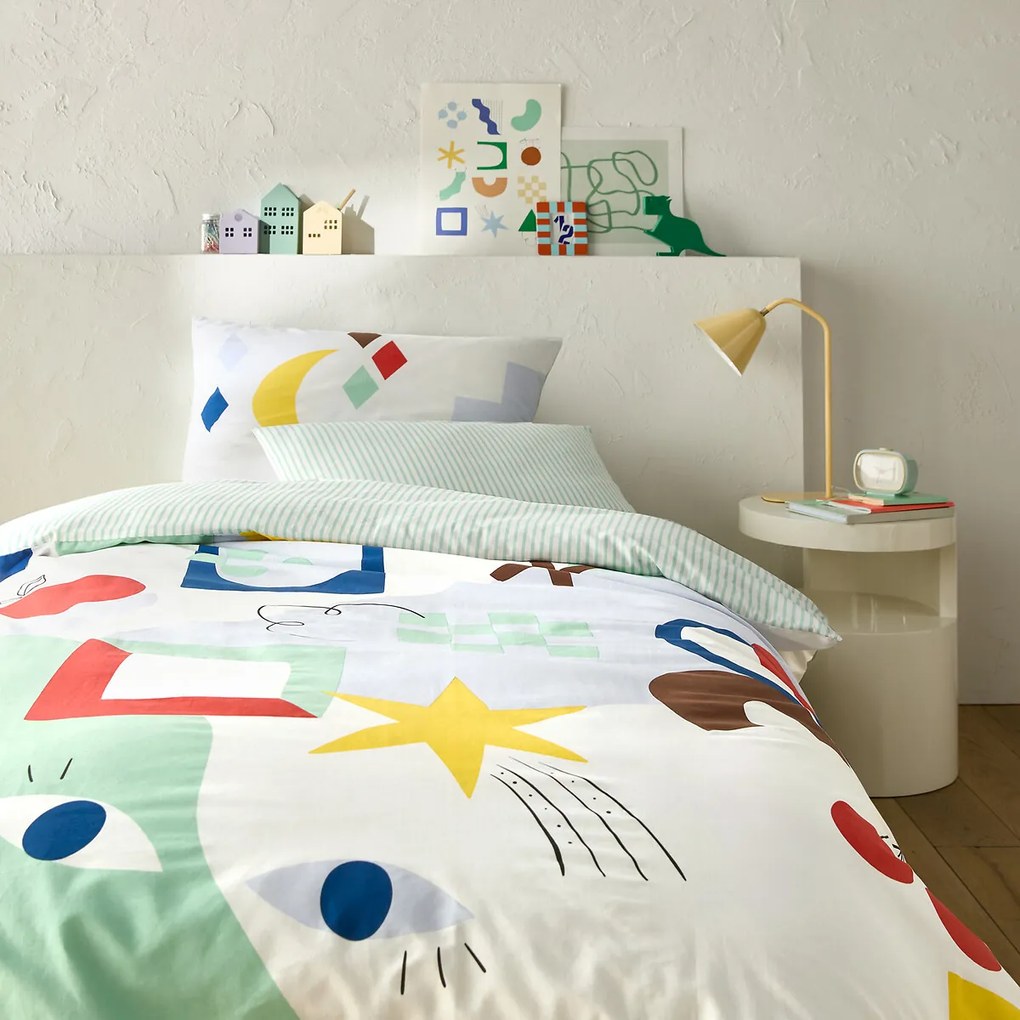 Bedset 50% recycled katoen, rechthoekige kussensloop.Olias